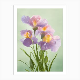 Iris Flowers Acrylic Painting In Pastel Colours 1 Art Print