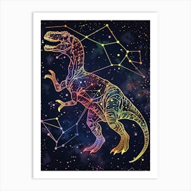 Cyber Celestial Neon Dinosaur 3 Art Print