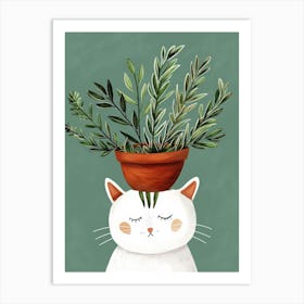 Cat With Plants On Its Head Art Print