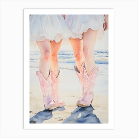 Cowgirls On The Beach 2 Art Print