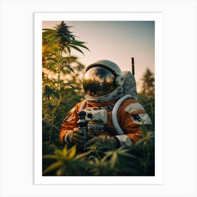 Astronaut In Cannabis Field Art Print