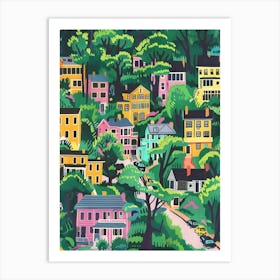 Forest Hills New York Colourful Silkscreen Illustration 1 Art Print