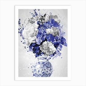 Blue And White Flowers In A Vase Art Print