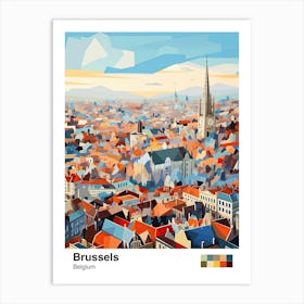 Brussels, Belgium, Geometric Illustration 4 Poster Art Print