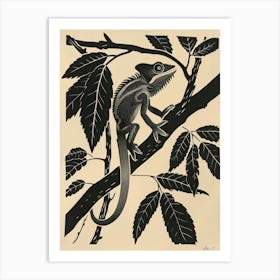 Chameleon In The Jungle Block Print 3 Art Print