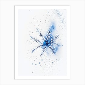 Snowfall, Snowflakes, Minimalist Watercolour 1 Art Print