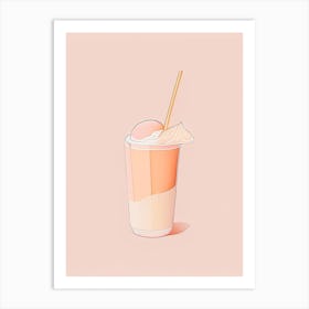 Peach Milkshake Dairy Food Minimal Line Drawing 1 Art Print