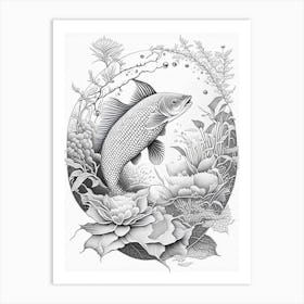 Yotsushiro Koi Fish Haeckel Style Illustastration Art Print
