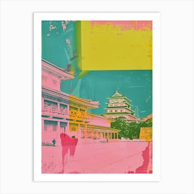 Tokyo Imperial Palace Duotone Silkscreen 1 Art Print