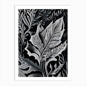 Lavender Leaf Linocut 2 Art Print