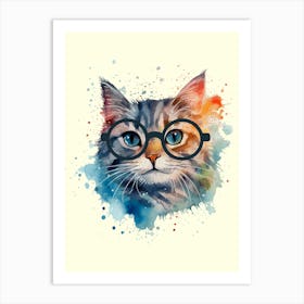 Cat With Glasses Art Print