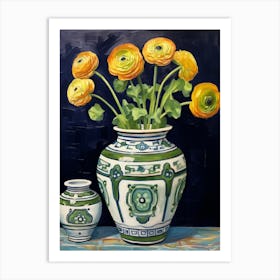Flowers In A Vase Still Life Painting Ranunculus 2 Art Print