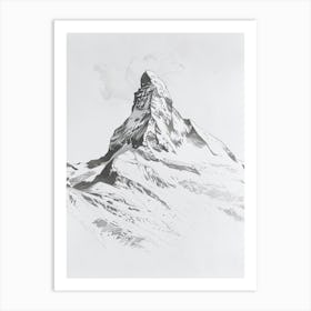 Matterhorn Switzerland Italy Line Drawing 8 Art Print