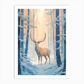 Winter Elk 3 Illustration Art Print