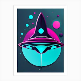 Alien Spaceship 201, Futuristic space station, Sci-fi art, Space exploration, Spaceship, Starfield, Sci-fi adventure wall decor, Children’s nursery illustration, Kids' room decor Art Print