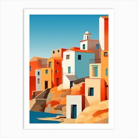 Abstract Illustration Of Spiaggia Di Tuerredda Sardinia Italy Orange Hues 1 Art Print
