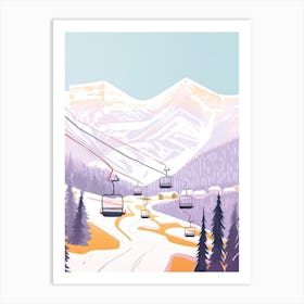 Lake Louise Ski Resort   Alberta, Canada, Ski Resort Pastel Colours Illustration 0 Art Print