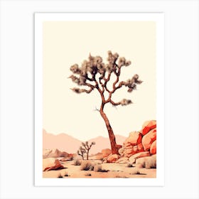  Minimalist Joshua Tree At Dawn In Desert Line Art 1 Art Print