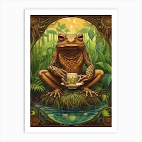 African Bullfrog On A Throne Storybook Style 10 Art Print