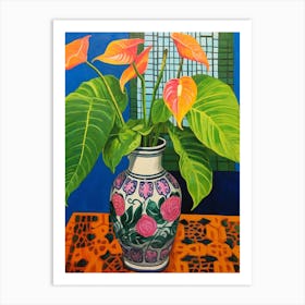 Flowers In A Vase Still Life Painting Flamingo Flower 3 Art Print