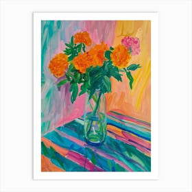 Orange Flowers In A Vase 2 Art Print