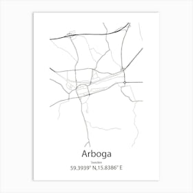 Arboga,Sweden Minimalist Map Art Print