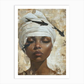 Woman With Fish On Her Head Art Print