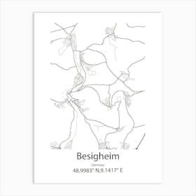 Besigheim,Germany Minimalist Map Art Print