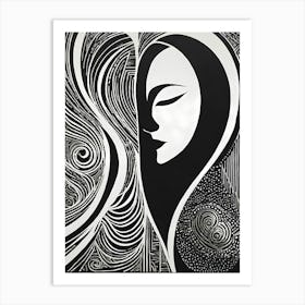 A Linocut inspired woman art, 134 Art Print