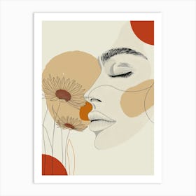 Portrait Of A Woman With Flowers 1 Art Print