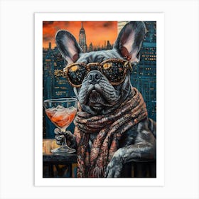 City Dog At Rooftop Bar 2 Art Print