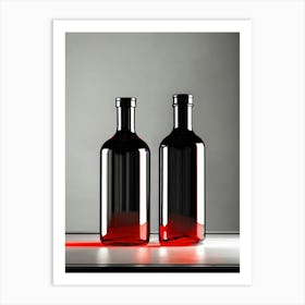 Two Bottles With Red Light Art Print