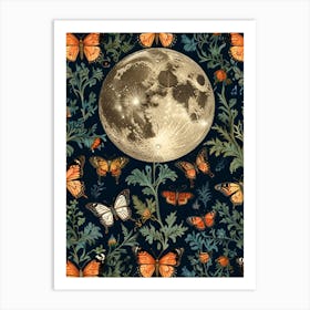 William Morris Moon And Butterflies Art Print