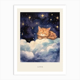 Baby Lynx 1 Sleeping In The Clouds Nursery Poster Art Print