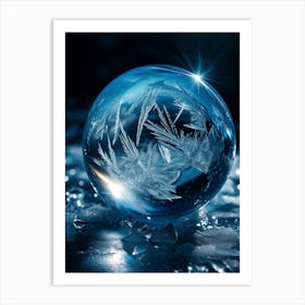 Frozen Reality Captured In A Crystalline Ice Sphere Macro Photography Style Detailed Reflections A Art Print