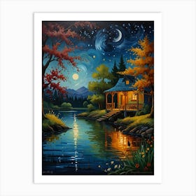 Night By The Lake 4 Art Print