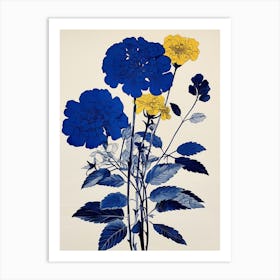 Blue Botanical Lantana 2 Art Print