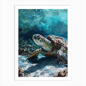 Sea Turtle On The Ocean Floor 3 Art Print