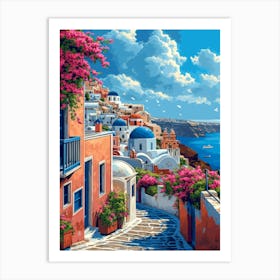 Blossoming Beauty Santorini Whit Art Print