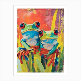 Polaroid Inspired Frogs 3 Art Print