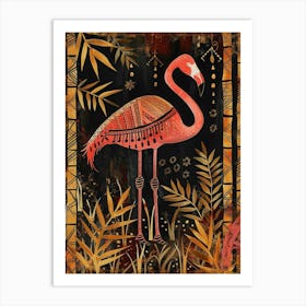 Greater Flamingo And Bamboo Boho Print 2 Art Print
