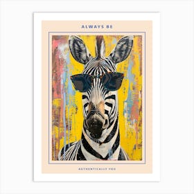 Kitsch Portrait Of A Zebra In Sunglasses 2 Poster Art Print