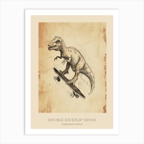 Parasaurolophus Vintage Dinosaur Poster 2 Art Print