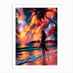 Sunset Girl Art Print