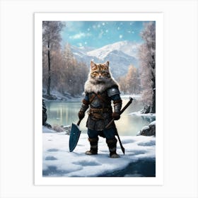 Viking Cat Art Print