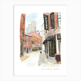 Boston, Union Street, Massachusetts Art Print