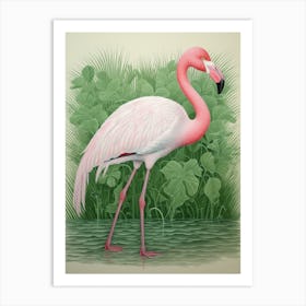 Ohara Koson Inspired Bird Painting Flamingo 1 Art Print