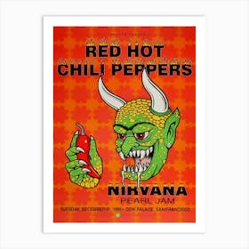 Nirvana Concert Poster Pearl Jam Red Hot Chili Peppers Concert Poster Art Print