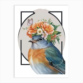 Bird With A Flower Crown European Robin 9 Art Print