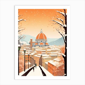 Vintage Winter Travel Illustration Florence Italy 3 Art Print